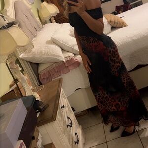 Chic Off-Shoulder Leopard Print Maxi Dress